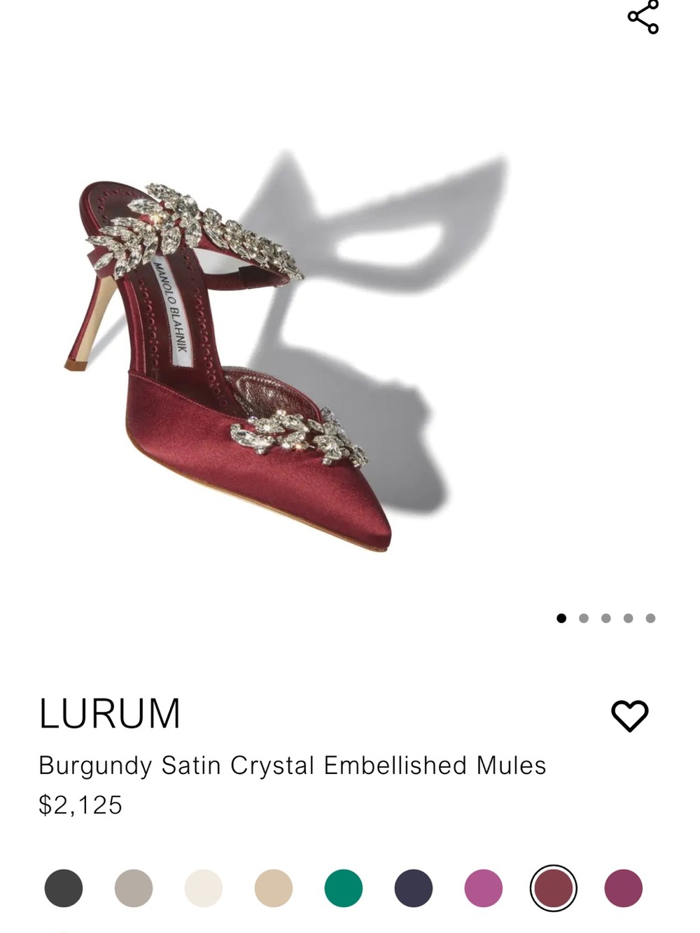 Manolo Blahnik Lurum Burgundy Velvet Crystal Embellished Mules size 40 w/receipt - Picture 3 of 8